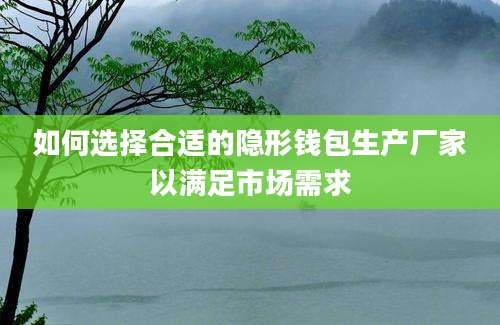 如何选择合适的隐形钱包生产厂家以满足市场需求