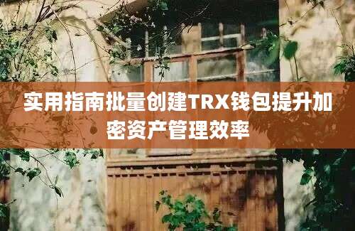 实用指南批量创建TRX钱包提升加密资产管理效率