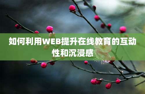 如何利用WEB提升在线教育的互动性和沉浸感