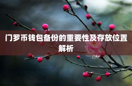 门罗币钱包备份的重要性及存放位置解析